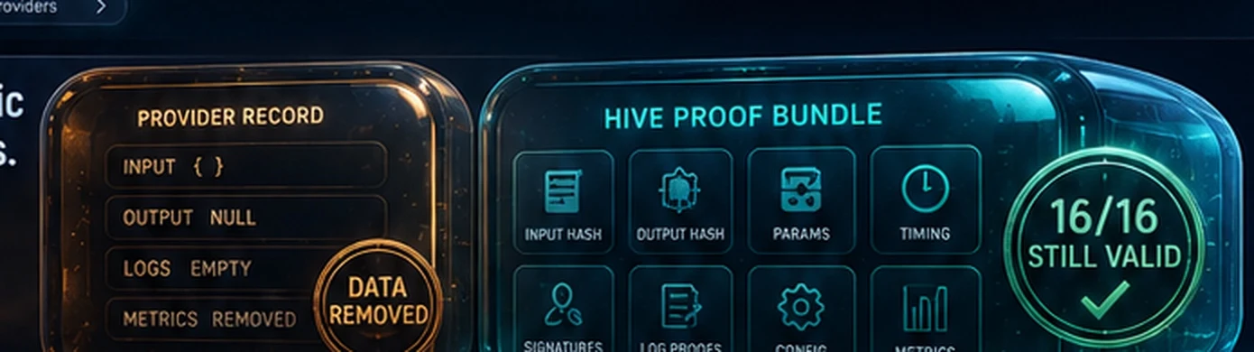 A provider data capsule beside a retained Hive proof bundle